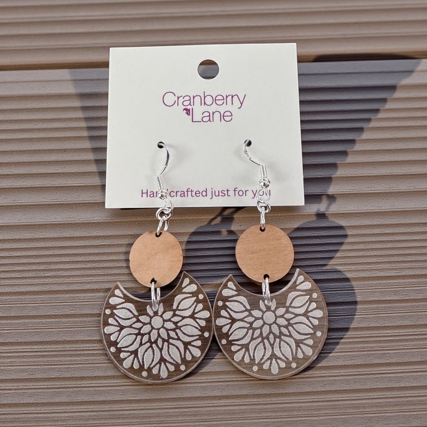 Laser Engraved Acrylic and Wood Earrings