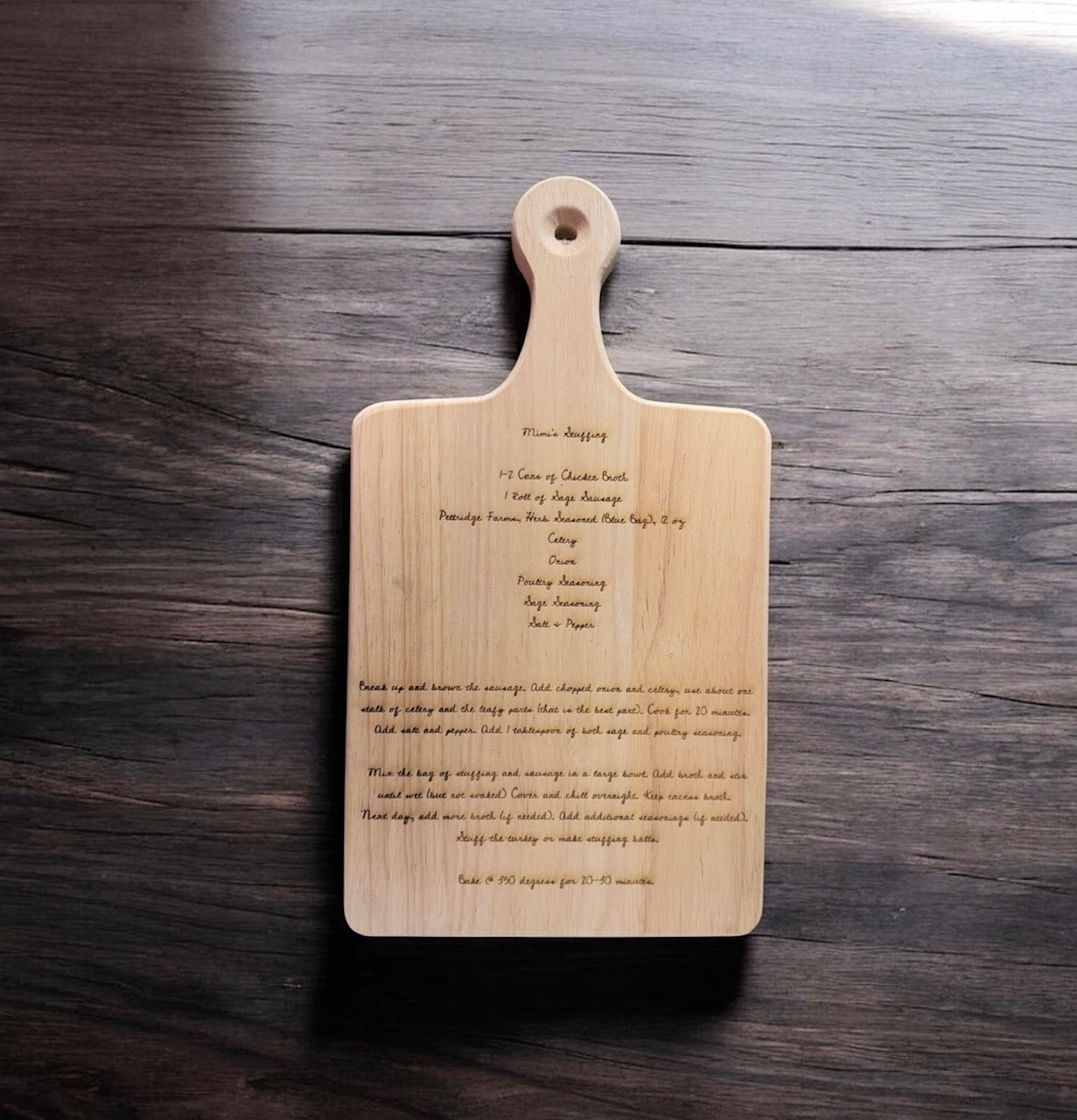 Custom Handwritten Recipe Cutting Board