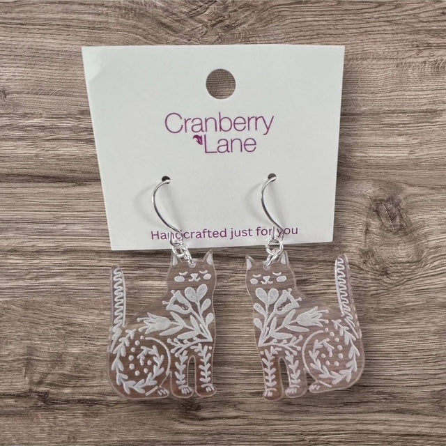 Laser Engraved Acrylic Earrings (Cat)