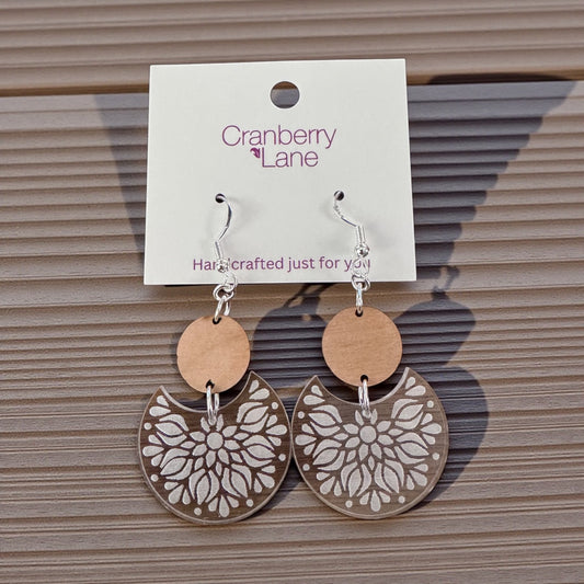 Laser Engraved Acrylic and Wood Earrings
